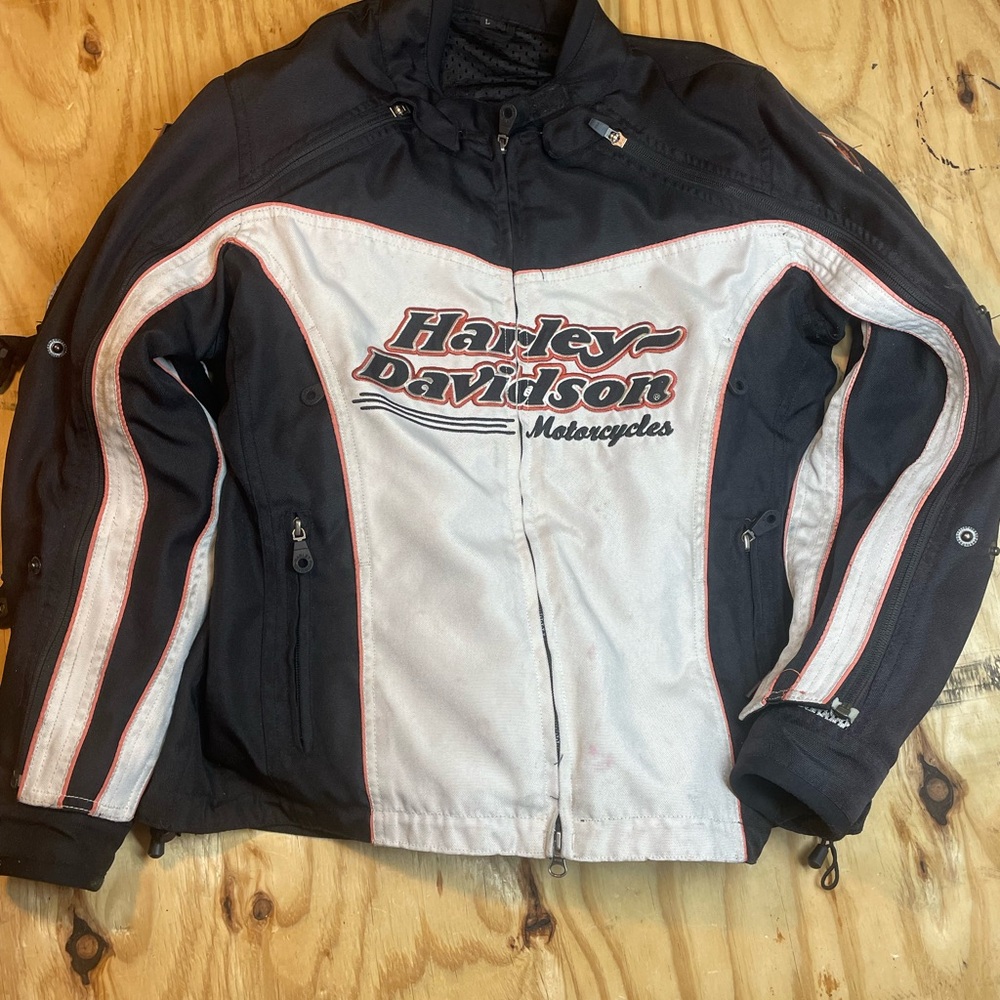 Harley-Davidson Black and White Riding Jacket Sz L